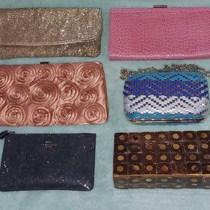 MIXED LOT 6 DESIGNER PURSES CLUTCHES COACH ANN TAYLOR BANANA REP CHAN LUU J CREW